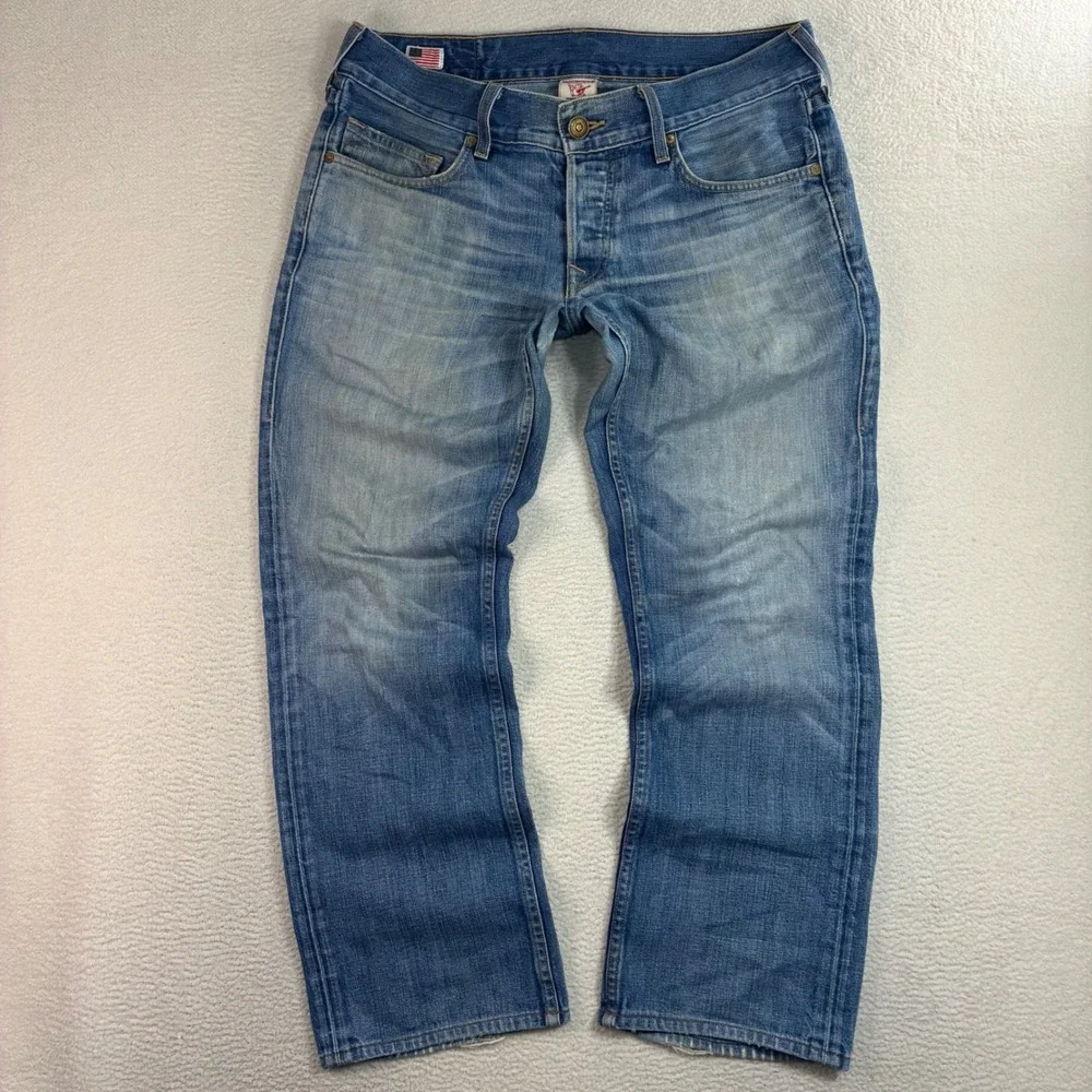 Vintage True Religion Bobby Jeans Men 33x30 Blue Faded Whiskered Distressed USA